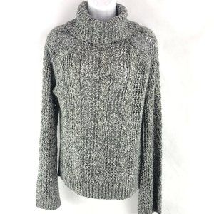 Marled Charcoal Loose Knit Turtleneck Sweater L